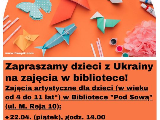 Zajęcia dla dzieci z Ukrainy w bibliotece! Заходи для українських дітей у бібліотеці! 