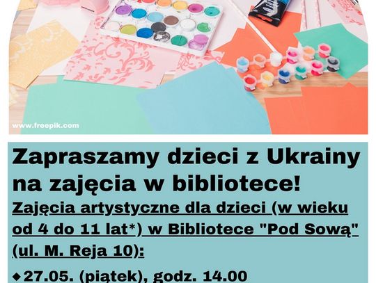 Заходи для українських дітей у бібліотеці! Zajęcia dla dzieci z Ukrainy w bibliotece