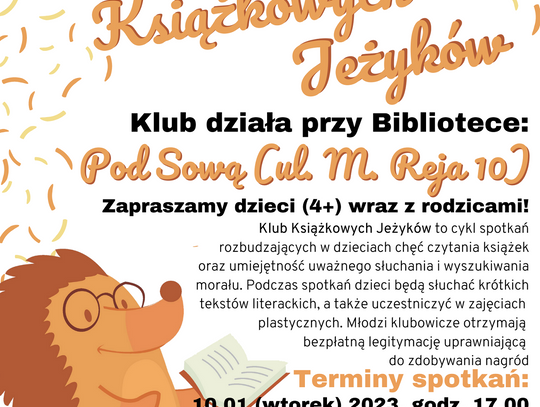 Zapraszamy na spotkania Klubu Książkowych Jeżyków