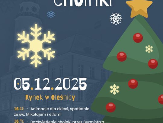 Zaproszenie na rozświetlenie choinki w Oleśnicy