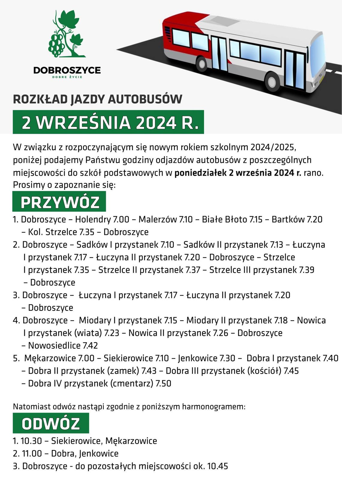 Nowy rozkład jazdy autobusów