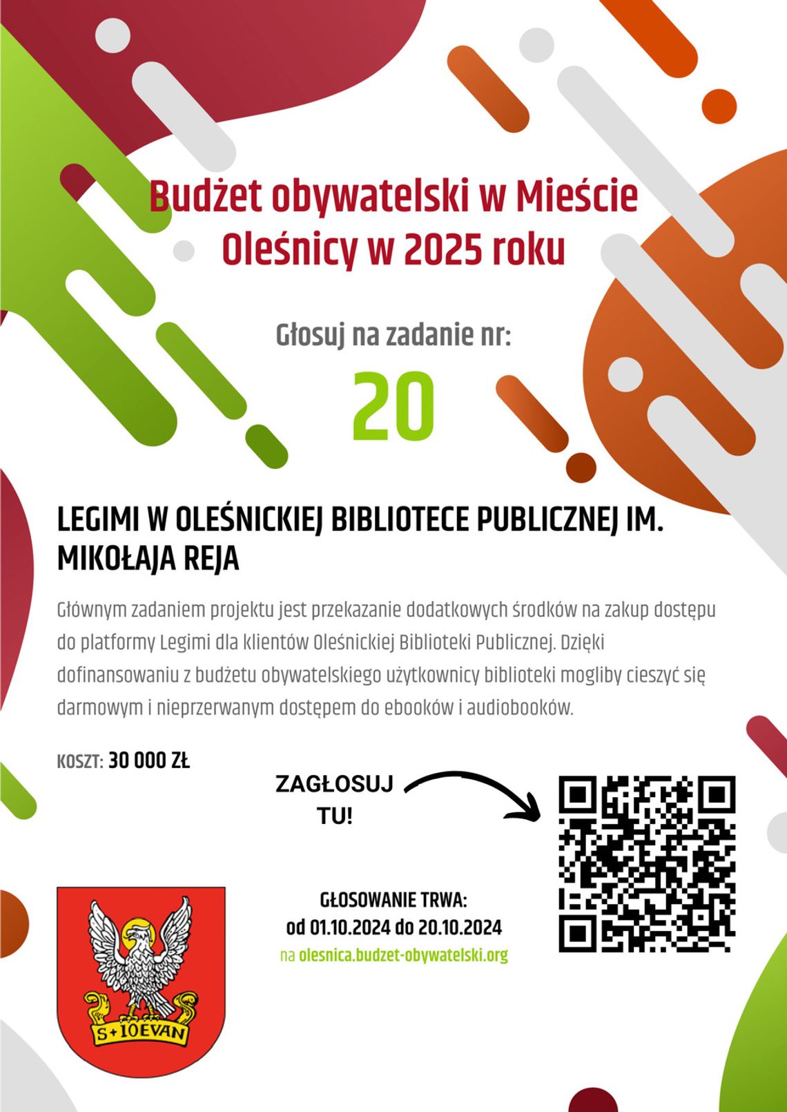 Zagłosuj na Legimi w Oleśnickim Budżecie Obywatelskim