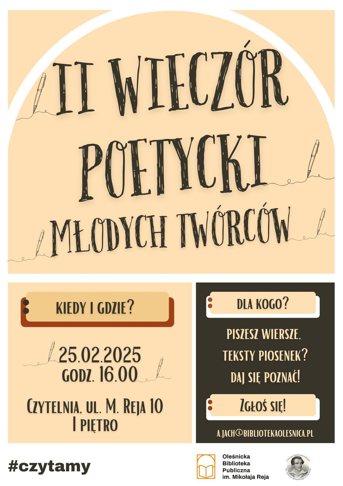 Biblioteka zaprasza na II Wieczór Poetycki Młodych Twórców