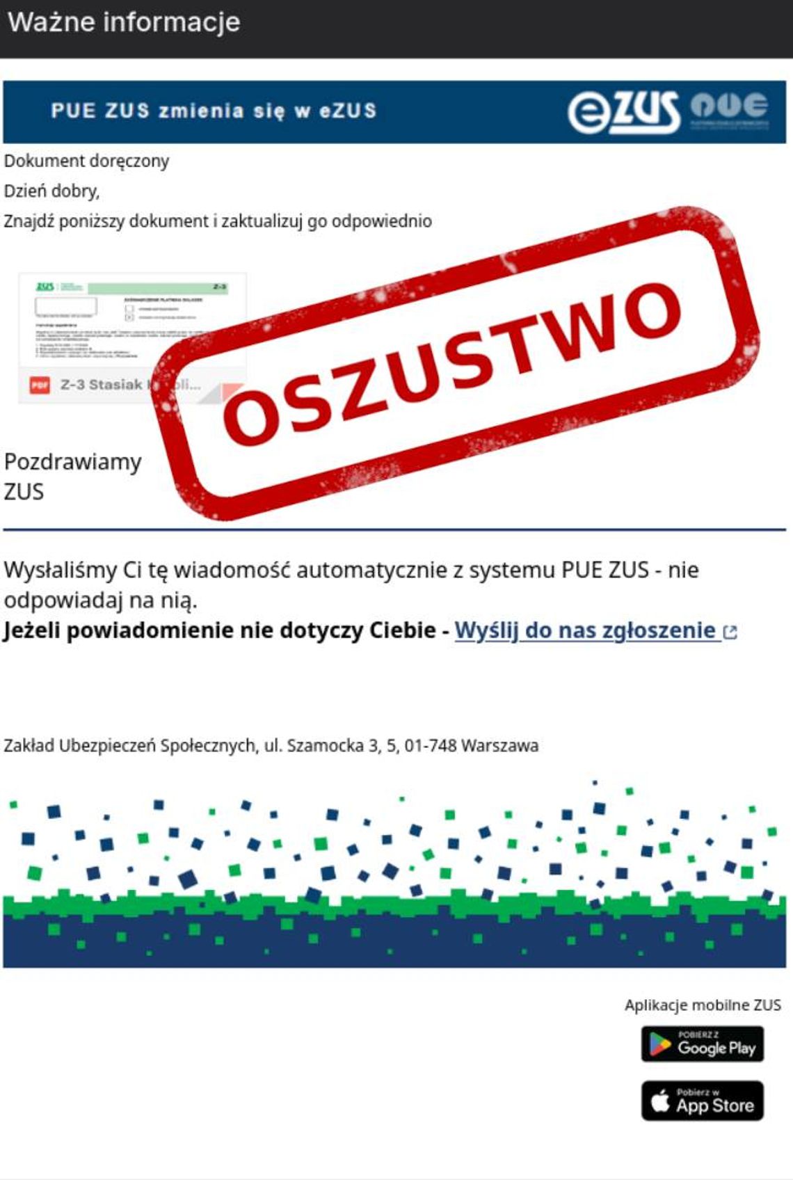 Takie pismo z ZUS to oszustwo!