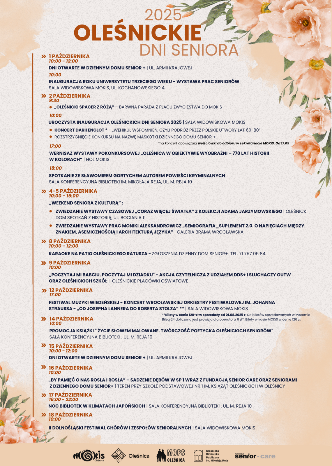 Oleśnickie Dni Seniora 2025 - program wydarzeń