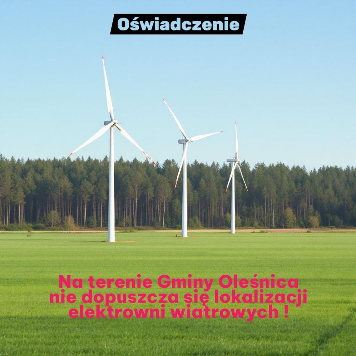 Farmy wiatrowe w gminie Oleśnica? Jest oświadczenie wójta