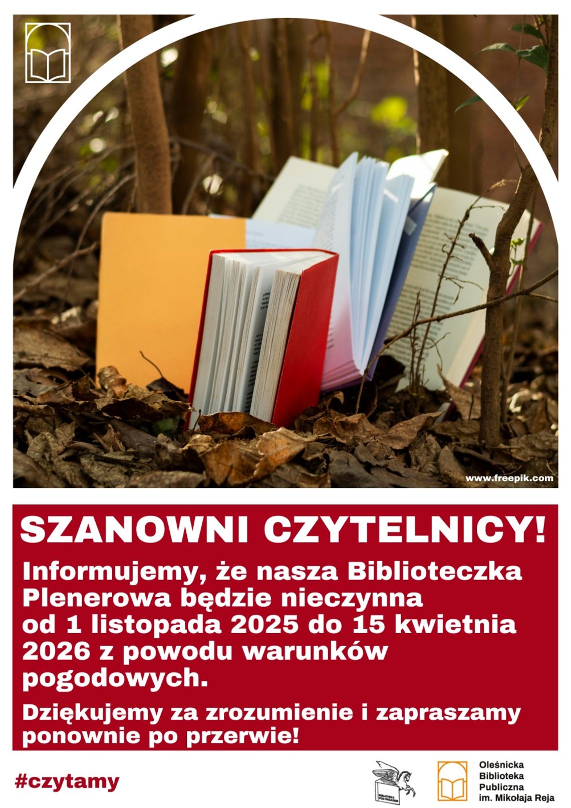 Biblioteczka Plenerowa zamyka się na okres jesienno-zimowy
