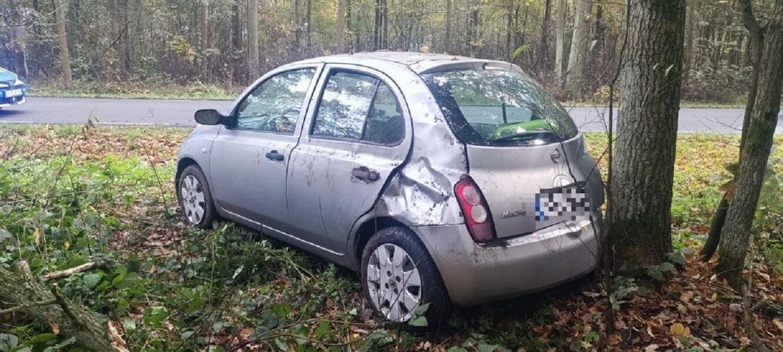Kierująca wpadła w poślizg i uderzyła w drzewo