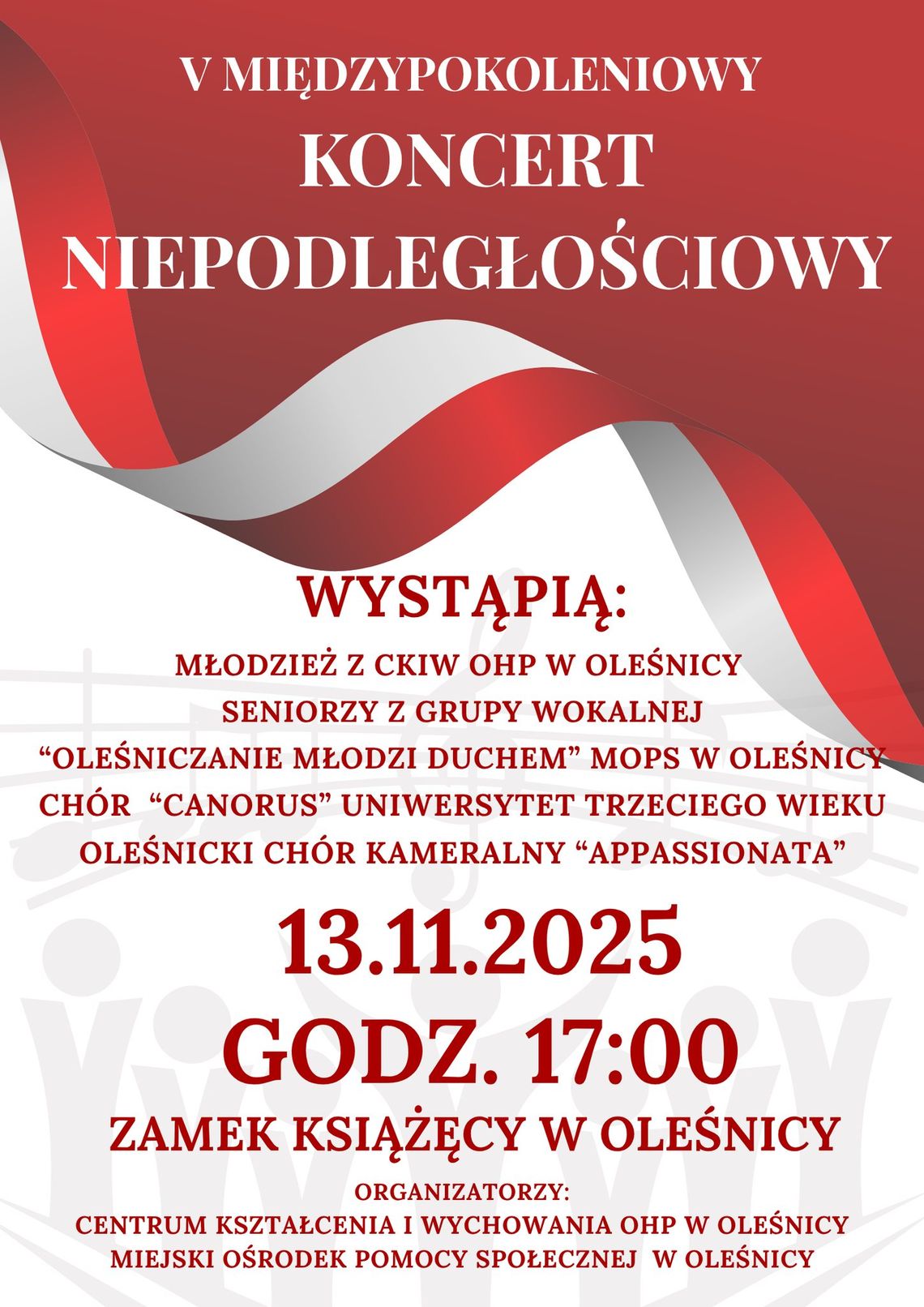 W Zamku Książęcym w Oleśnicy odbędzie się Międzypokoleniowy Koncert Niepodległościowy W Zamku Książęcym w Oleśnicy odbędzie się Międzypokoleniowy Koncert Niepodległościowy