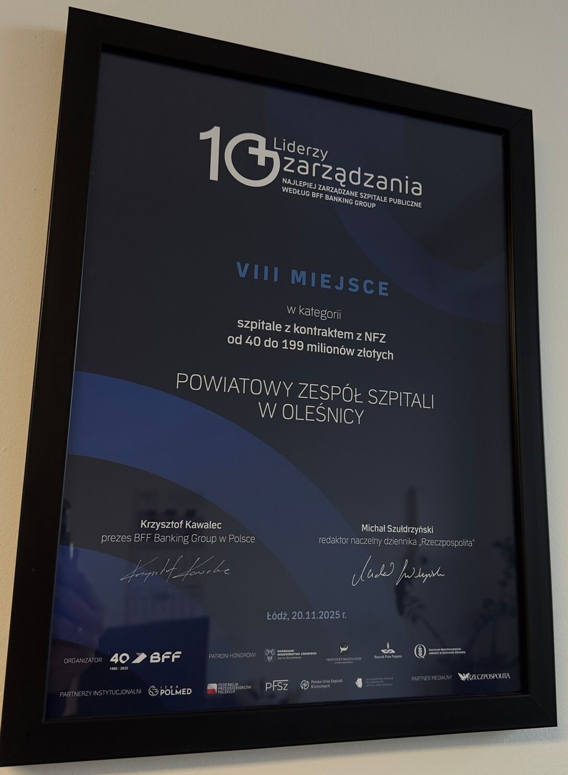 Powiatowy Zespół Szpitali w Oleśnicy ósmy w Rankingu „Liderzy Zarządzania 2025”