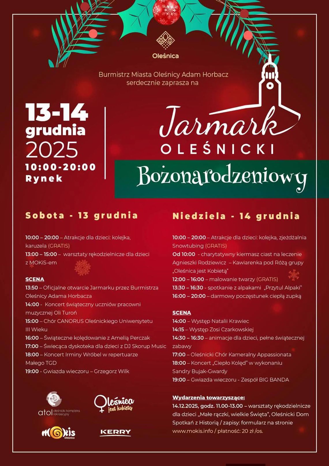 Bożonarodzeniowy Jarmark Oleśnicki już w ten weekend – nie może Was zabraknąć Bożonarodzeniowy Jarmark Oleśnicki już w ten weekend – nie może Was zabraknąć