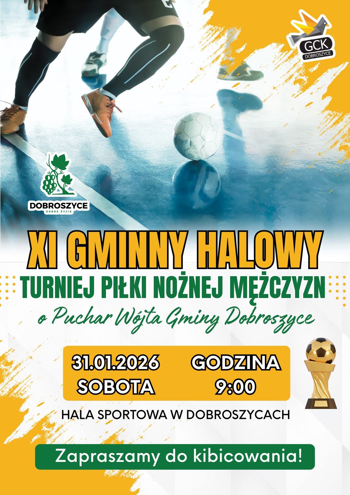 XI Gminny Halowy Turniej Piłki Nożnej Mężczyzn o Puchar Wójta Gminy Dobroszyce już 31 stycznia