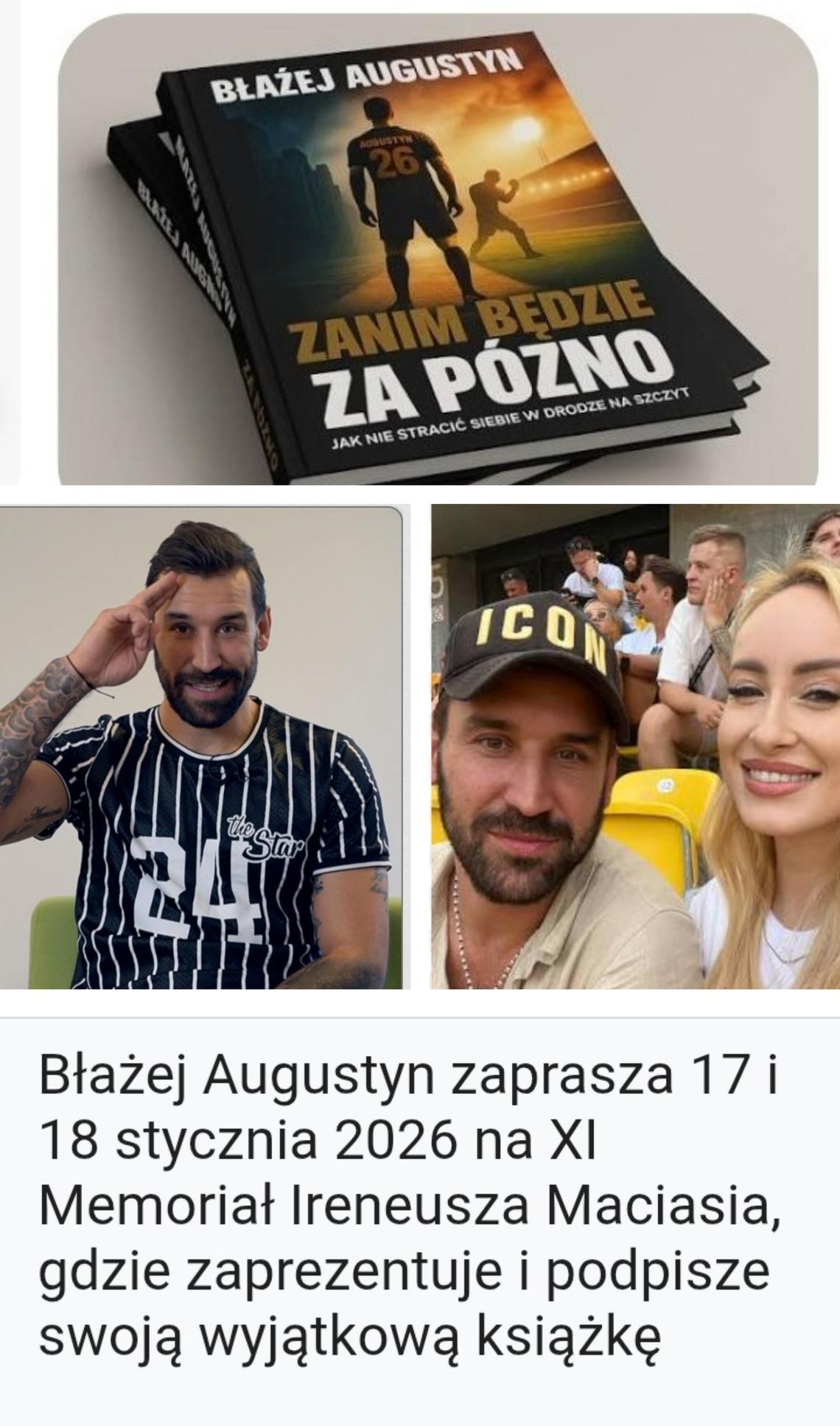 Błażej Augustyn zaprasza na Memoriał Ireneusza Maciasia