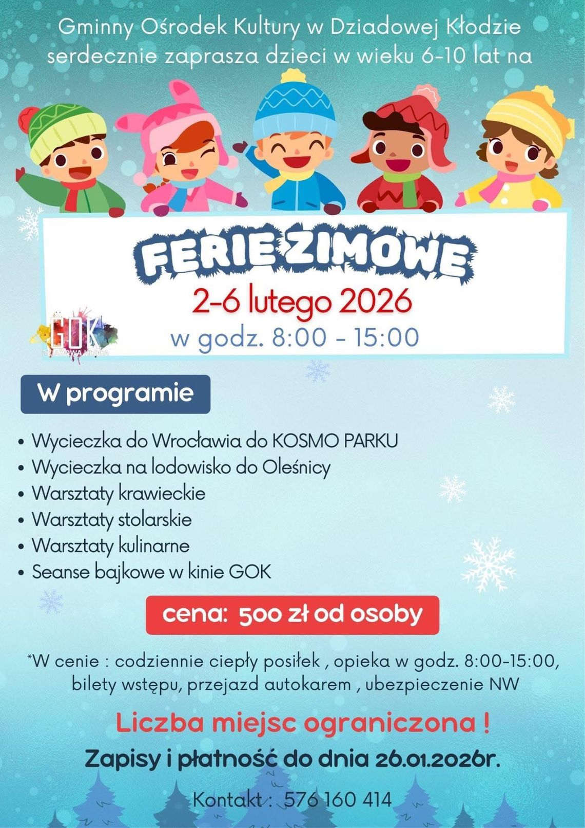 Ferie 2026 w Dziadowej Kłodzie skończą się błyskawicznie