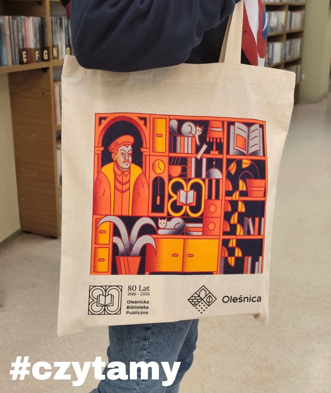 Jubileuszowe torby bawełniane w oleśnickiej bibliotece Jubileuszowe torby bawełniane w oleśnickiej bibliotece
