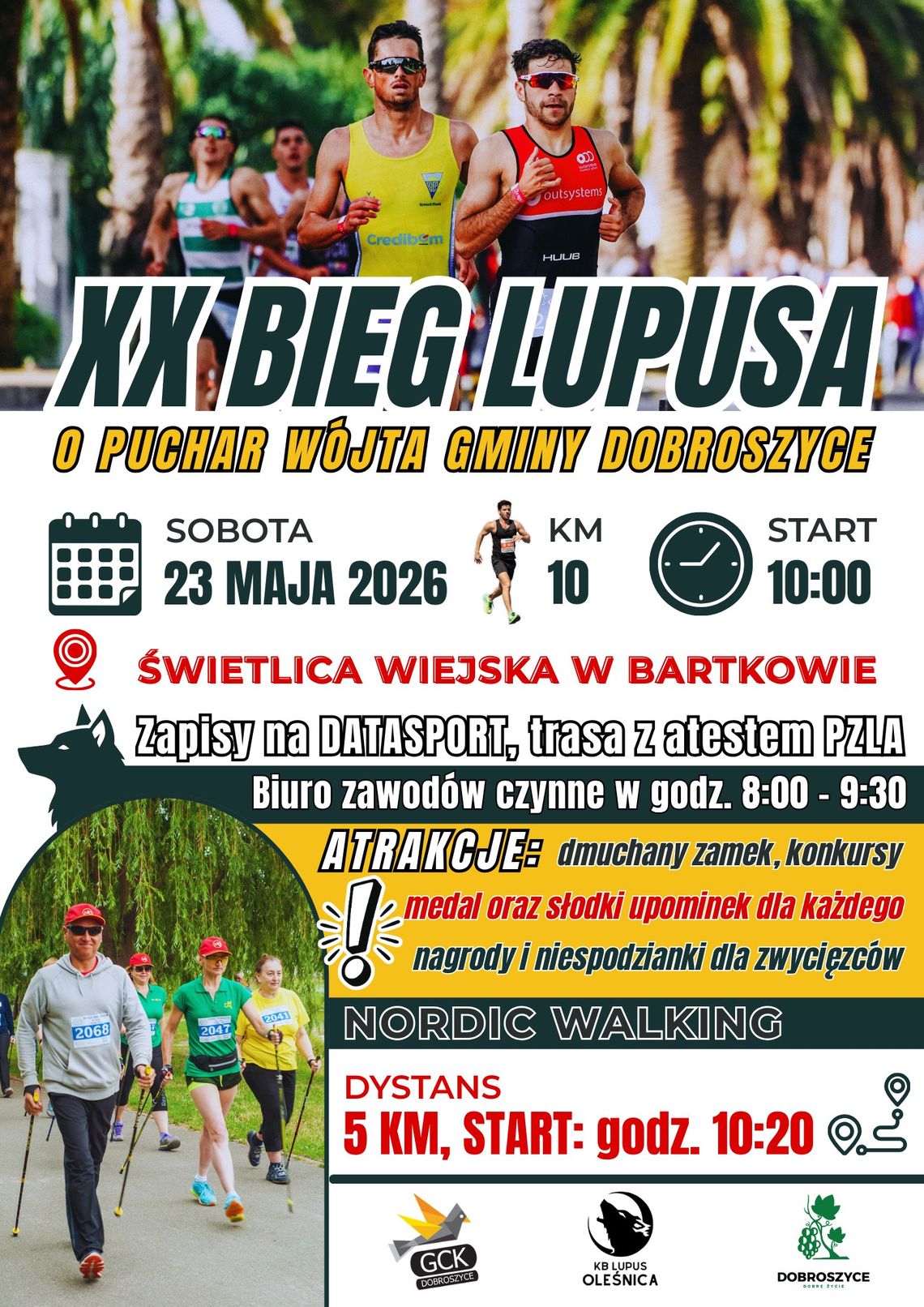 XX Bieg Lupusa o Puchar Wójta Gminy Dobroszyce 23 maja w Bartkowie XX Bieg Lupusa o Puchar Wójta Gminy Dobroszyce 23 maja w Bartkowie