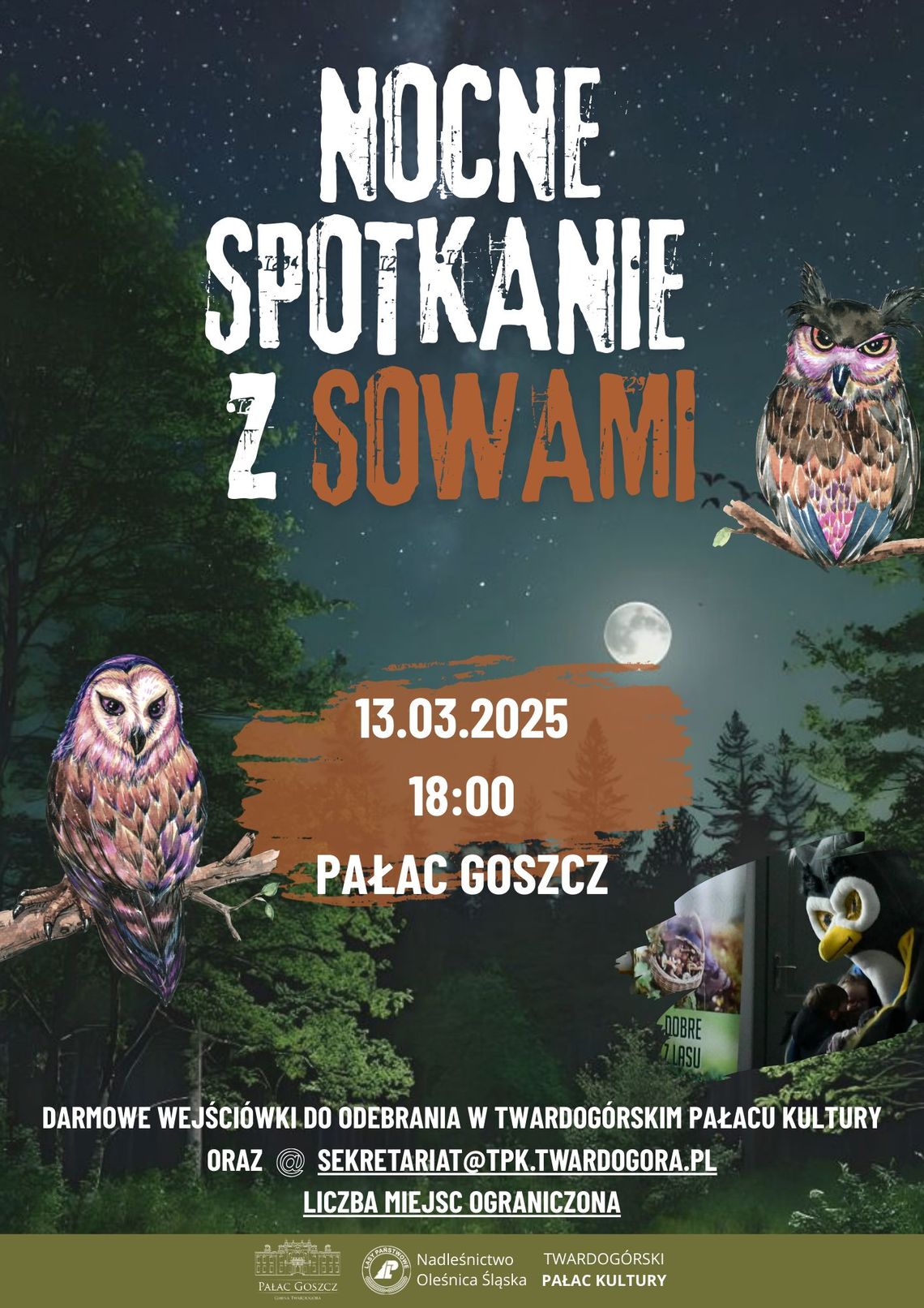 Nocne polowanie na sowy w Pałacu Goszcz