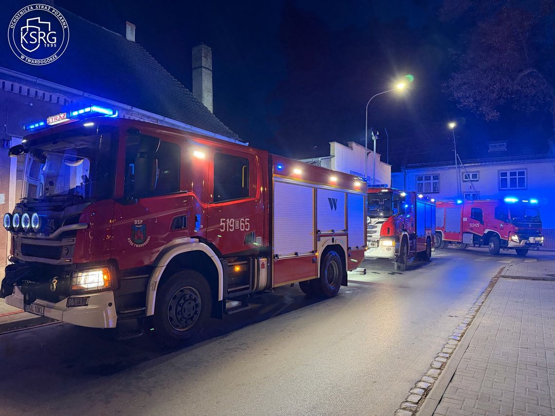 Pożar sadzy w kominie w Twardogórze