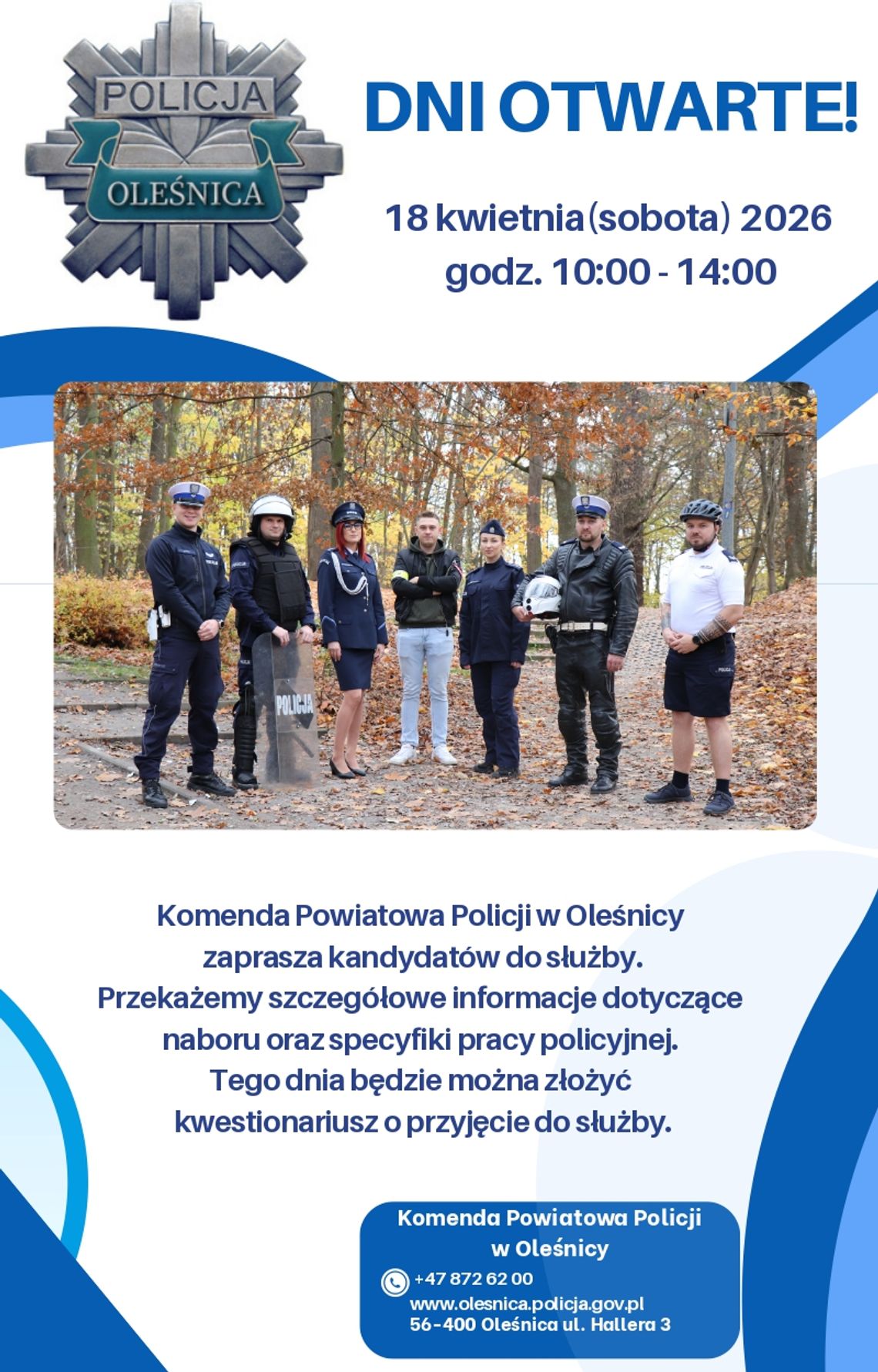 Chcesz zostać policjantem? Przyjdź na Dni Otwarte Komendy w Oleśnicy