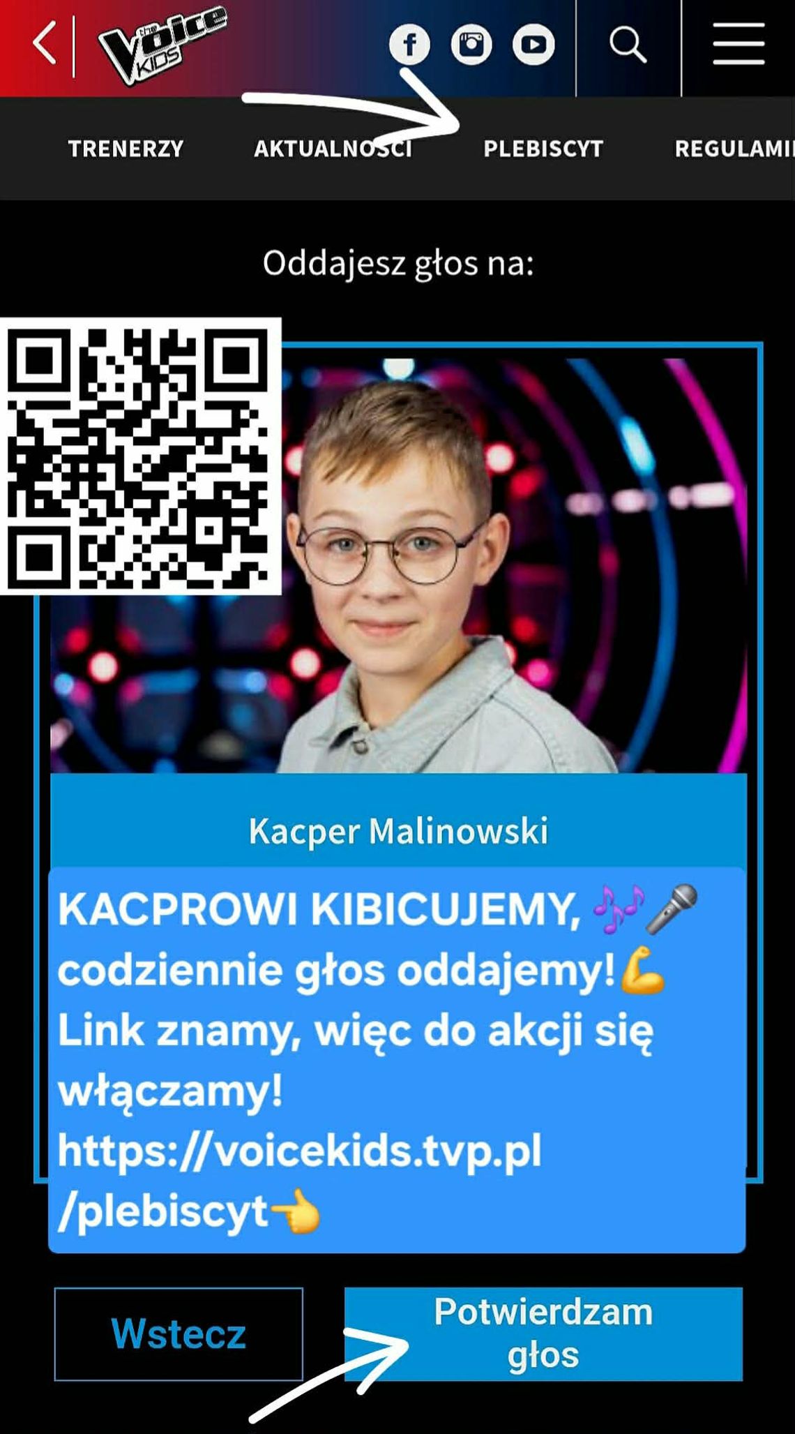 Kacper Malinowski walczy o głosy w plebiscycie na ulubionego uczestnika The Voice Kids TVP Kacper Malinowski walczy o głosy w plebiscycie na ulubionego uczestnika The Voice Kids TVP