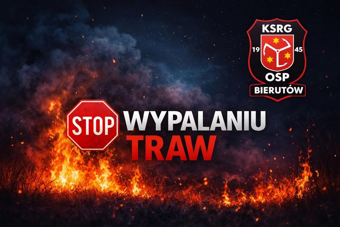 Pożar traw w Bierutowie! Ogień strawił 2 hektary nieużytków przy Widawie