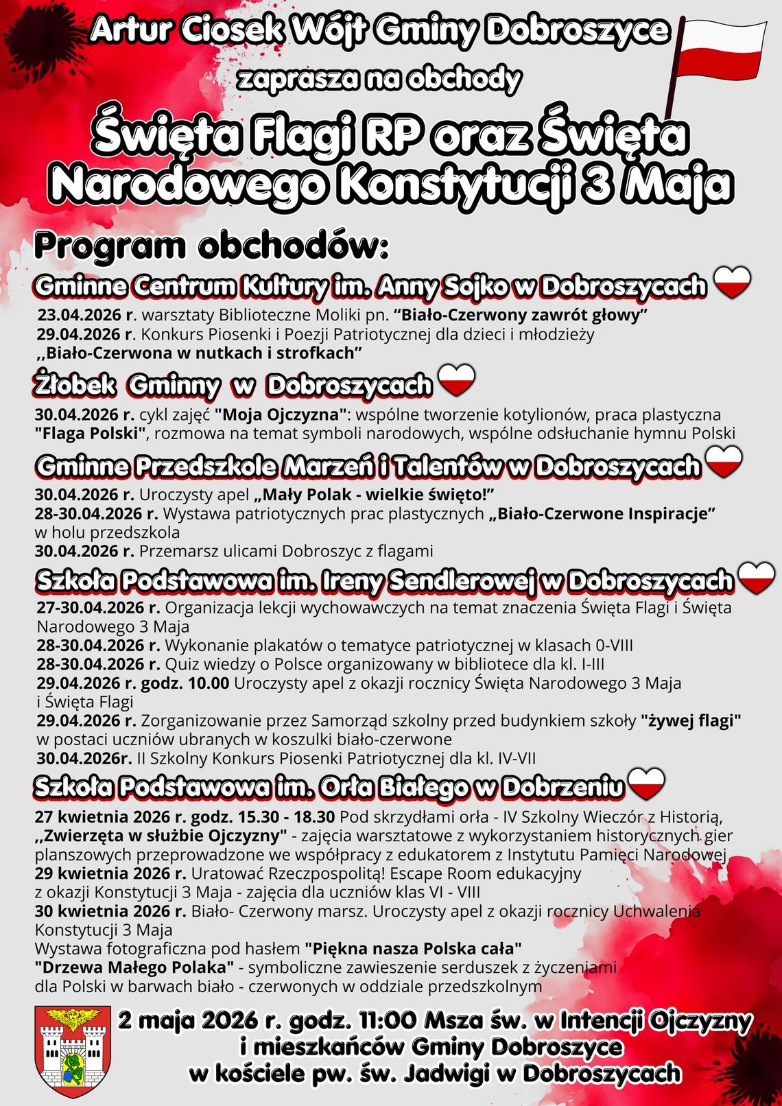 Majówka w Dobroszycach: msza św. i uroczystości dla mieszkańców i Ojczyzny