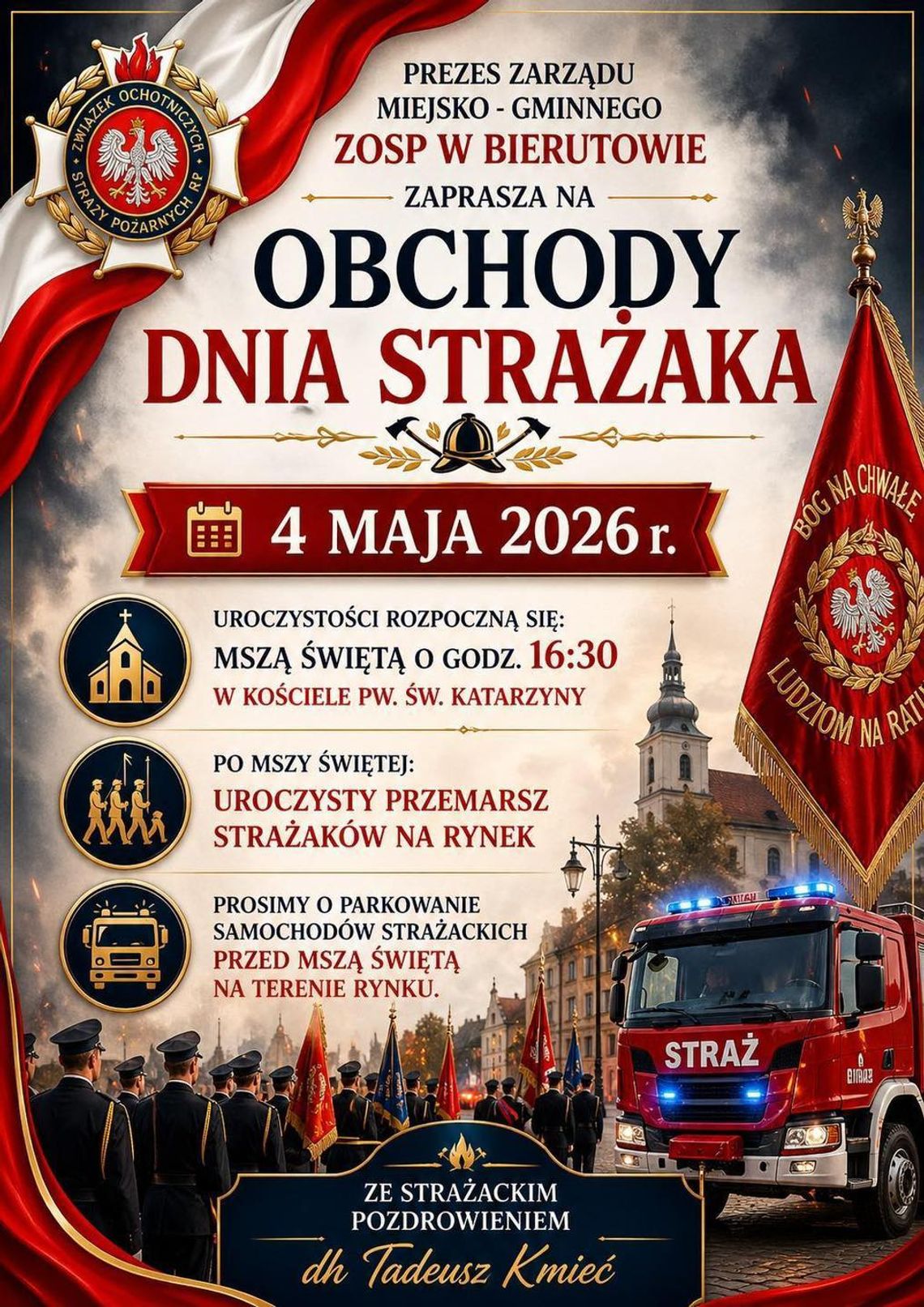 Strażackie święto w Bierutów. Będzie przemarsz i uroczystości na rynku