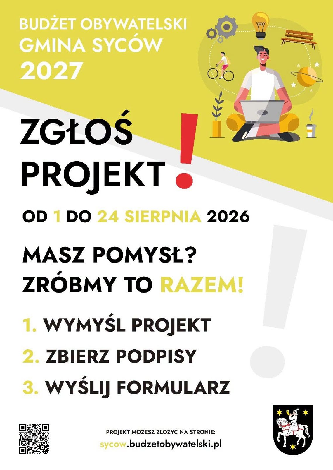 Zostało tylko kilka dni! Sycowski Budżet Obywatelski 2027 – zgłoszenia tylko do 24 sierpnia Zostało tylko kilka dni! Sycowski Budżet Obywatelski 2027 – zgłoszenia tylko do 24 sierpnia