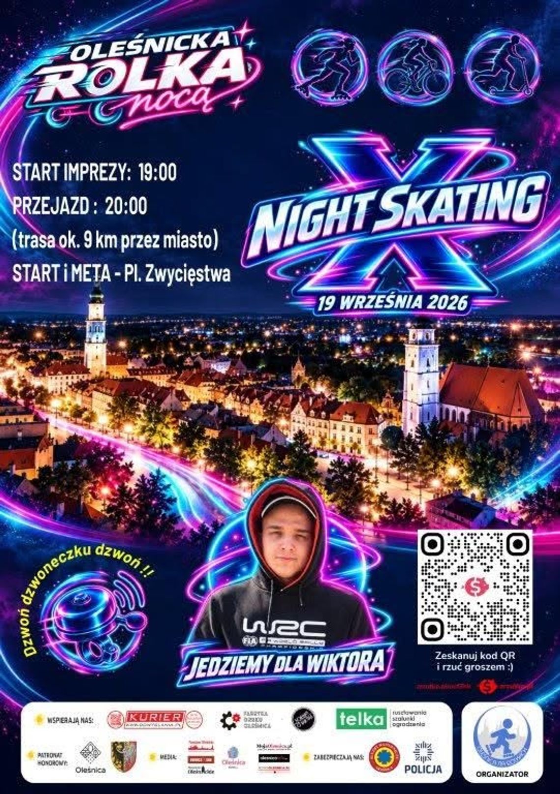 Nocny przejazd ulicami Oleśnicy. Jedziemy dla Wiktora Sikory Nocny przejazd ulicami Oleśnicy. Jedziemy dla Wiktora Sikory
