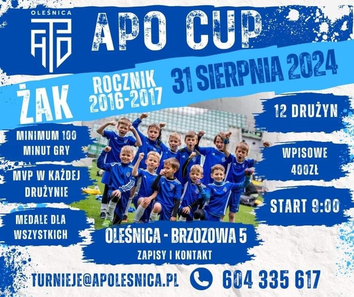 APO Cup - zagrają ośmiolatkowie i młodsi piłkarze