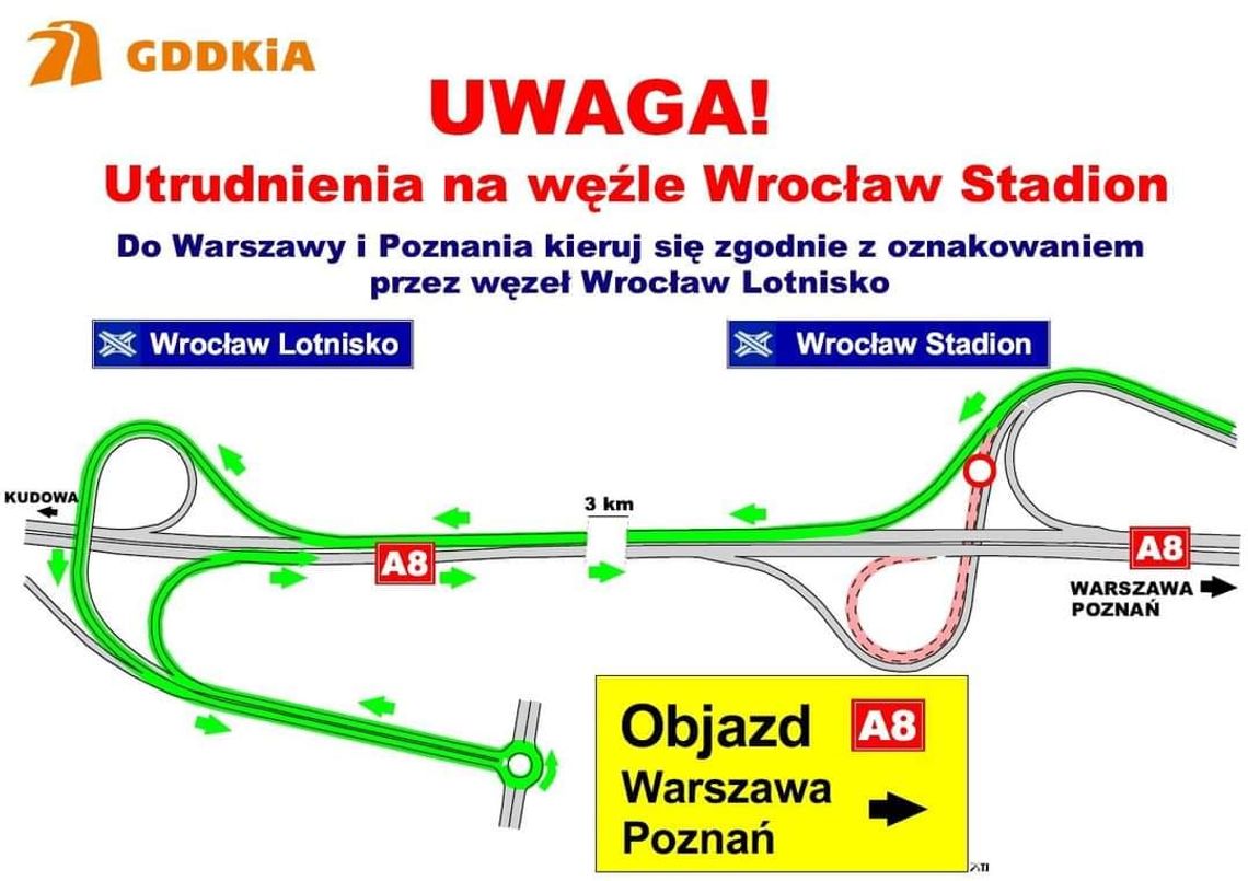 Autostradowa Obwodnica Wrocławia - utrudnienia i objazdy