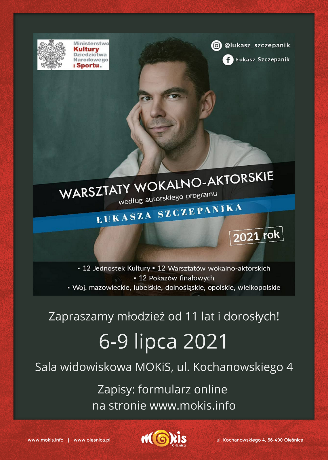 Bezpłatne warsztaty wokalno-aktorskie z Łukaszem Szczepanikiem