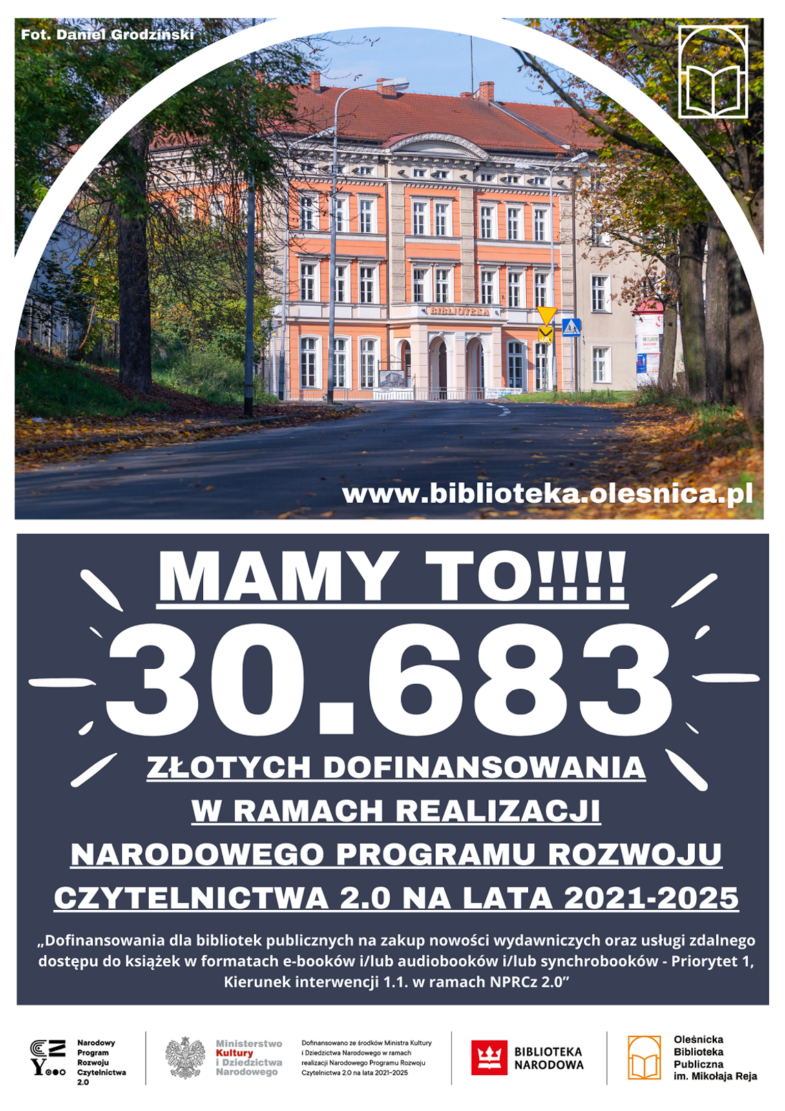 Biblioteka w Oleśnicy dostała 30 tysięcy złotych!