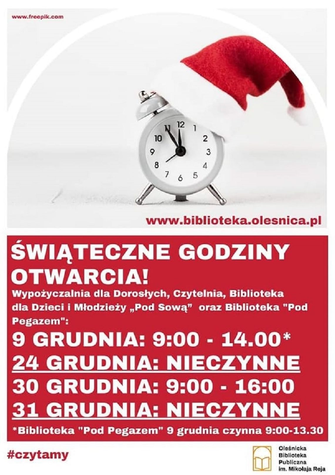 Biblioteka w Oleśnicy zaprasza przed świętami i po nich