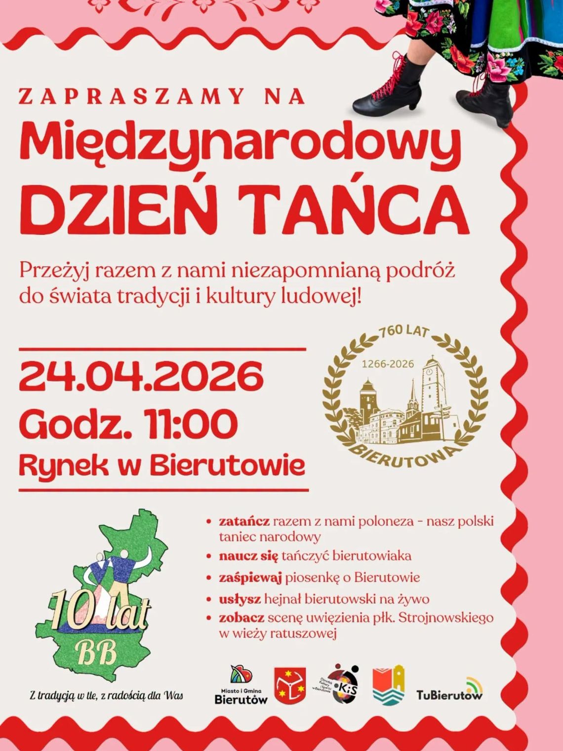 Bierutów tańczy! Świętuj 760‑lecie miasta podczas Międzynarodowego Dnia Tańca