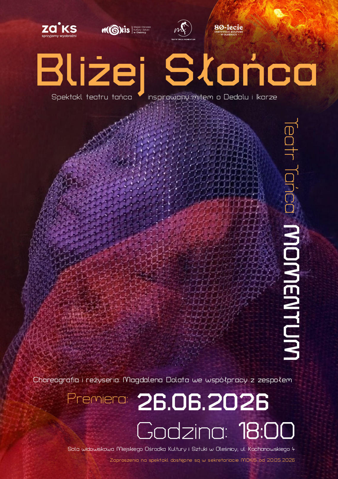 „Bliżej Słońca” w MOKiS Oleśnica. Teatr Tańca Momentum zaprasza na wyjątkowy spektakl