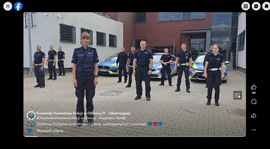 Challenge z sercem. Oleśniccy policjanci ruszyli na pomoc Zuzi i Leosiowi