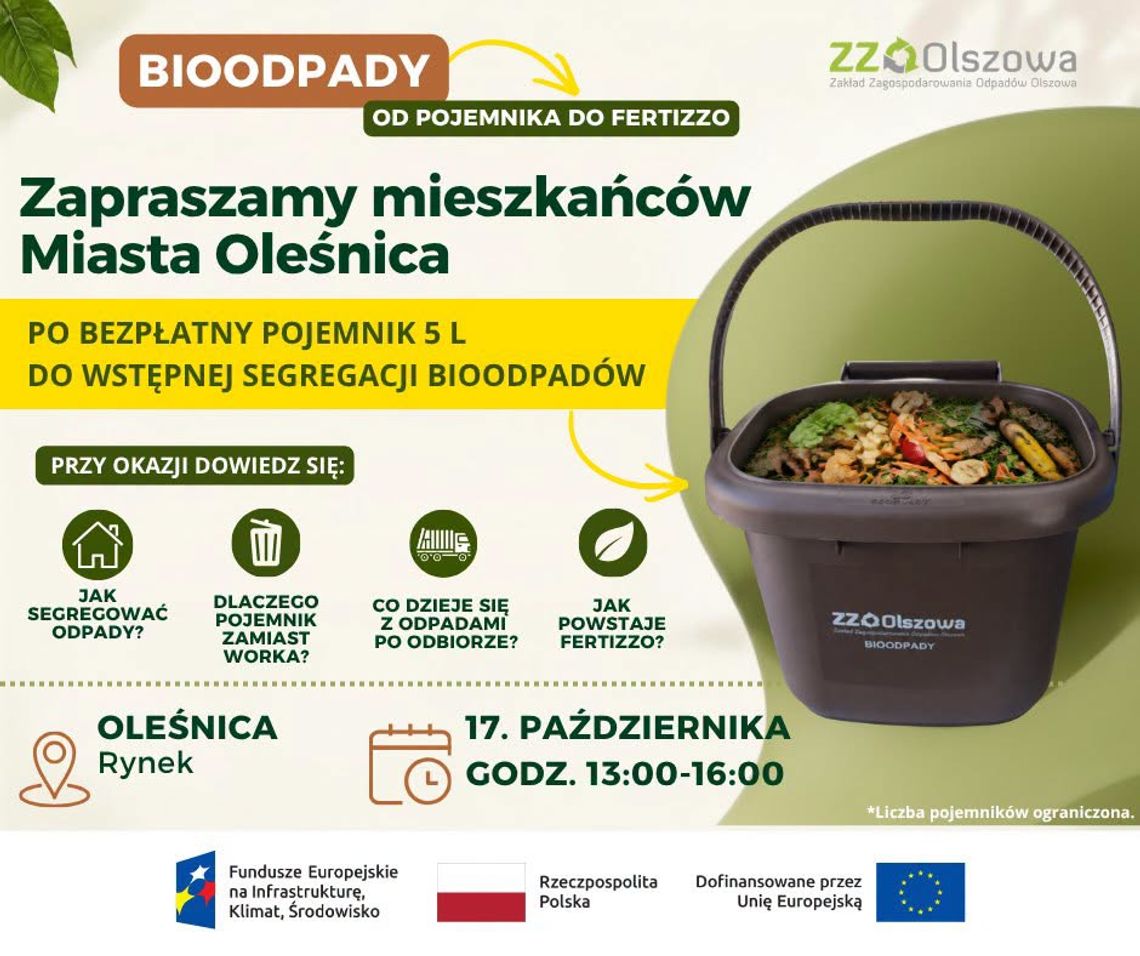 Darmowe pojemniki dla mieszkańców Oleśnicy. Będą rozdawać je na jarmarku!