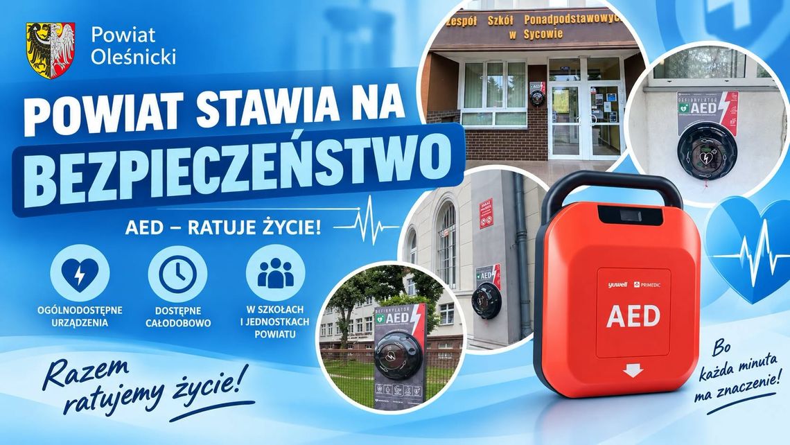 Defibrylatory w każdej szkole powiatu. Każdy może z nich skorzystać – nawet w nocy Defibrylatory w każdej szkole powiatu. Każdy może z nich skorzystać – nawet w nocy