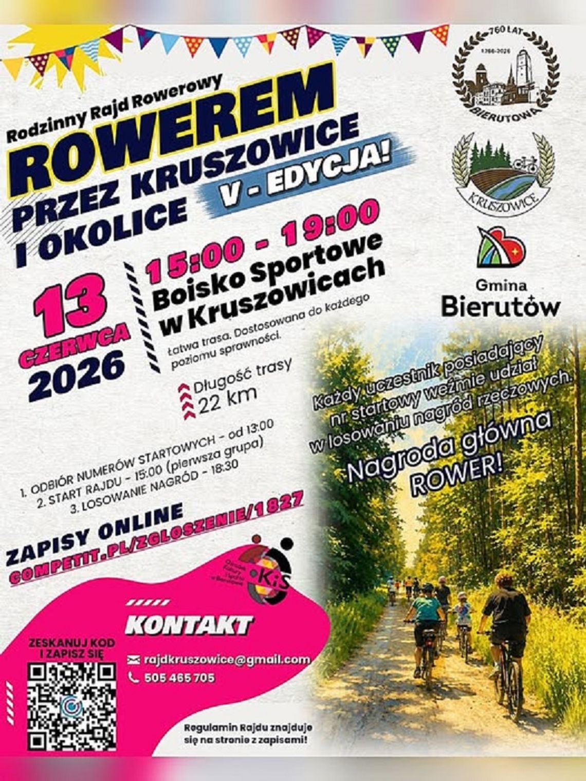 Do wygrania rower! Ruszyły zapisy na rodzinny rajd w Bierutowie