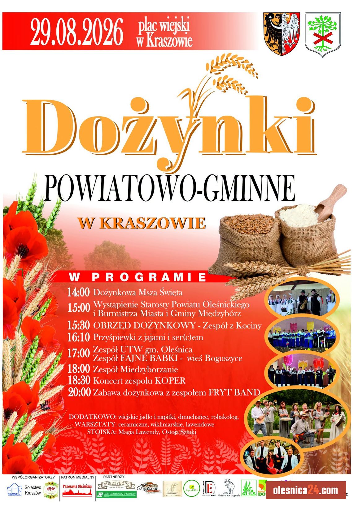 Dożynki Powiatowo-Gminne w Kraszowie już 29 sierpnia! Gwiazdy, tradycja i mnóstwo atrakcji Dożynki Powiatowo-Gminne w Kraszowie już 29 sierpnia! Gwiazdy, tradycja i mnóstwo atrakcji