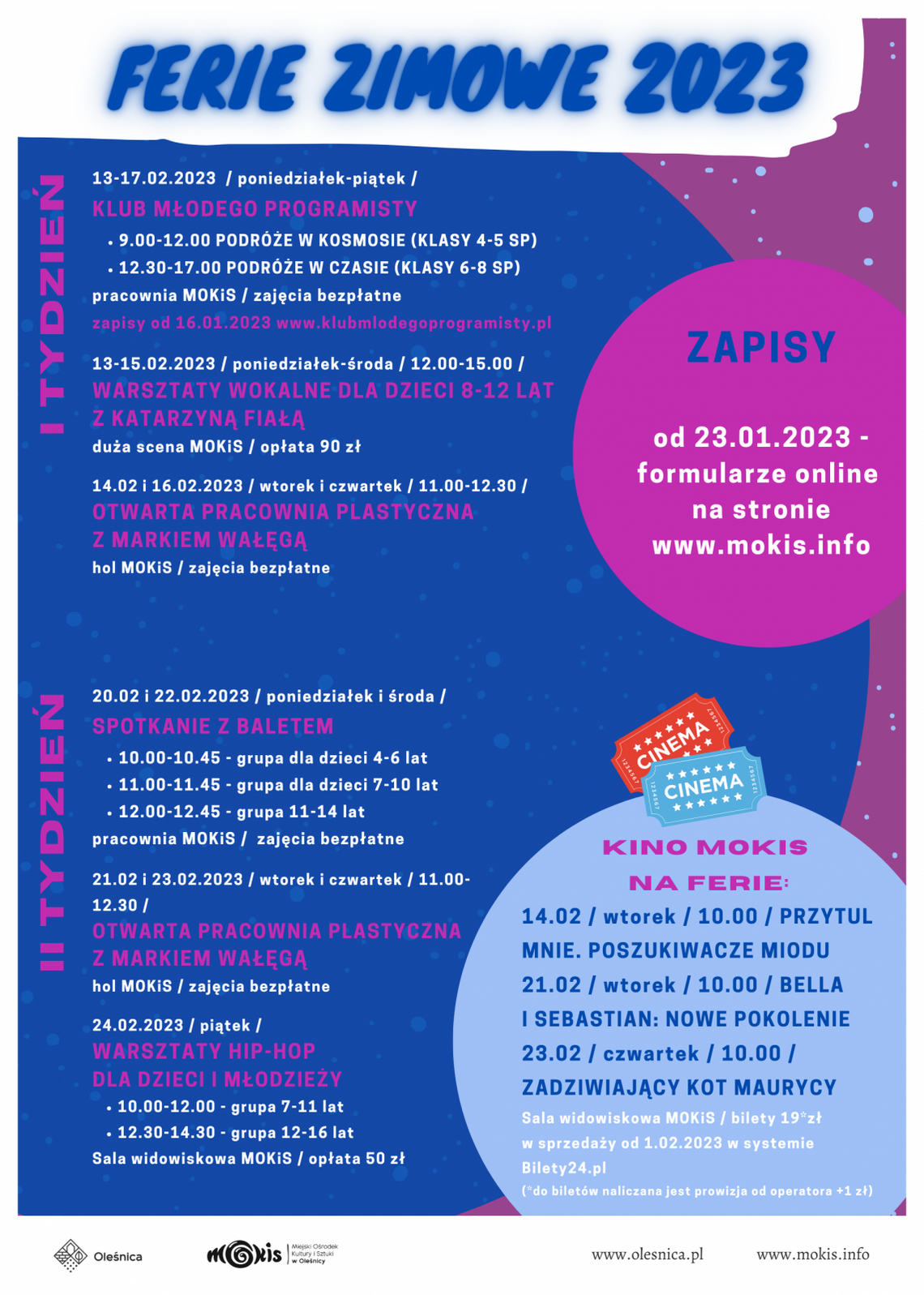 Ferie Zimowe w Oleśnicy - zaprasza MOKiS