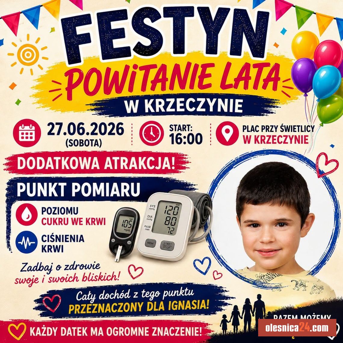 Festyn Powitanie Lata w Krzeczynie! Będzie kolorowo, zdrowo i… charytatywnie dla Ignasia