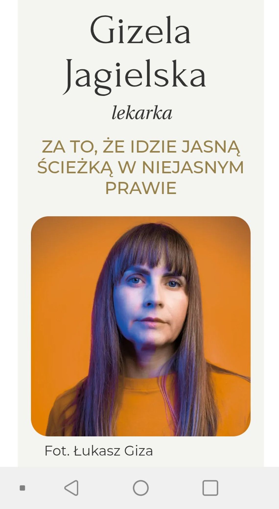 Gizela Jagielska wyróżniona przez "Wysokie Obcasy"