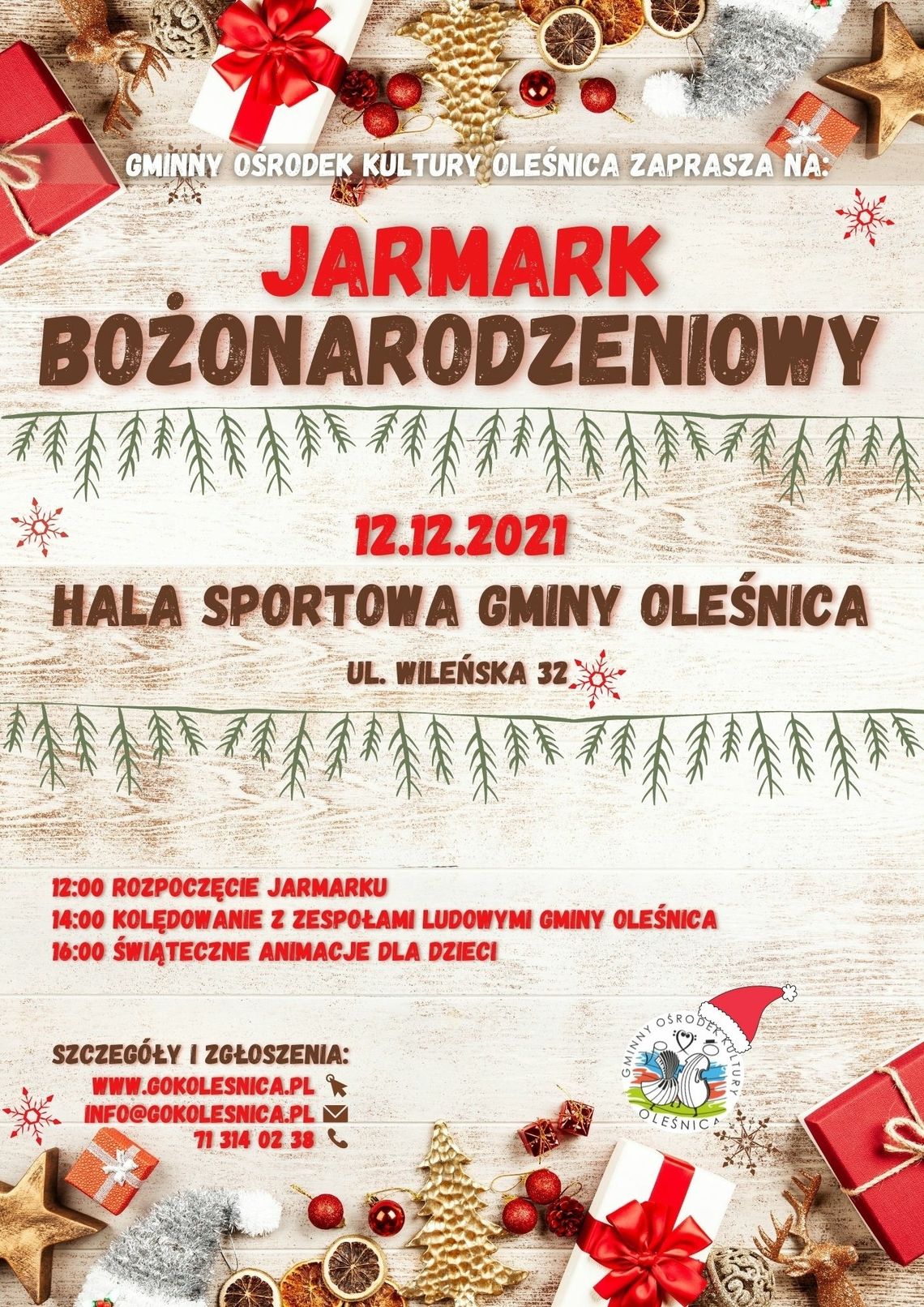 Gmina Oleśnica zaprasza na Jarmark Bożonarodzeniowy