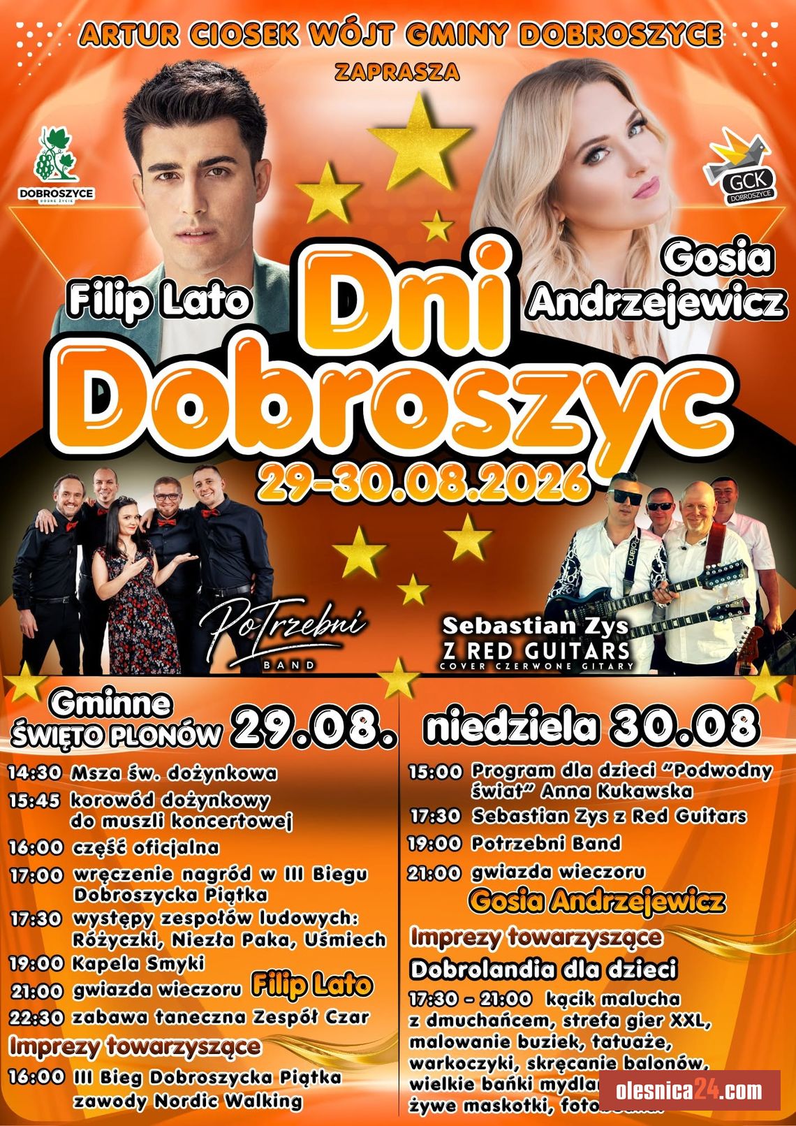 Gwiazdy zjadą do Dobroszyc! Gosia Andrzejewicz i Filip Lato na Dniach Dobroszyc