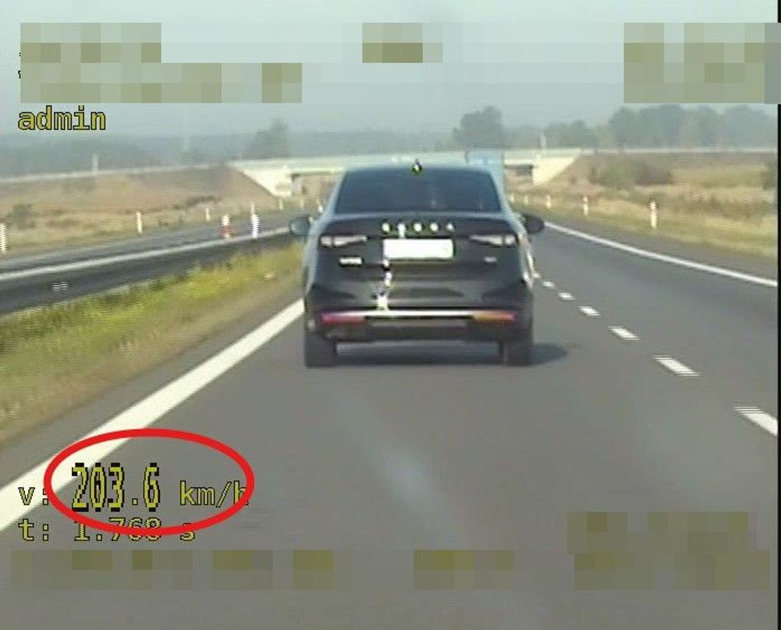 Jechał ponad 200 km/h tam, gdzie obowiązuje 120 km/h