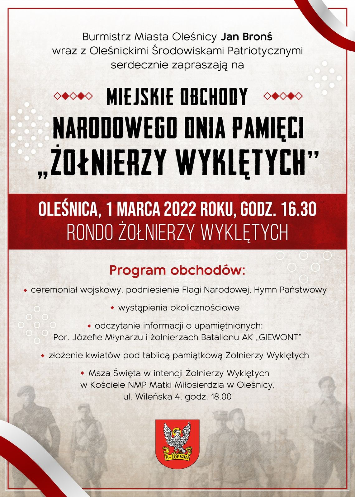 Jutro obchody Dnia Żołnierzy Wyklętych w Oleśnicy