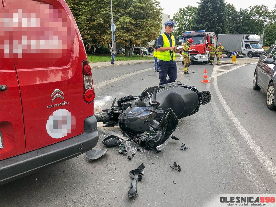Kierowca citroena doprowadził do zderzenia z motocyklistą w Oleśnicy