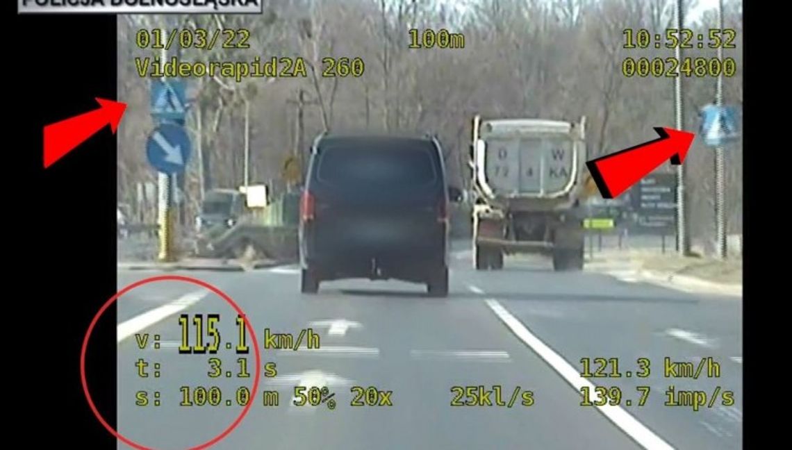 Kierowca karawanu pod Oleśnicą jechał z prędkością 115 km/h w obszarze zabudowanym Kierowca karawanu pod Oleśnicą jechał z prędkością 115 km/h w obszarze zabudowanym